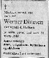 R19 Werner Dinesen, dødsannonce R19 Werner Dinesen, dødsannonce