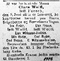 R3938 Clara Marie Elisabeth Wolff født Faesch, Dødsannonce R3938 Clara Marie Elisabeth Wolff født Faesch, Dødsannonce